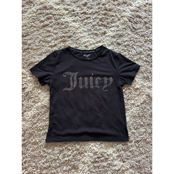 Juicy Couture Other - Juicy‎ Couture Womens Black Ribbed Rhinestone Logo Sleep Shirt Pajama Top Small